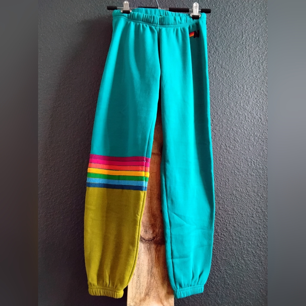 Aviator Nation Womens Stripe Rainbow Sweatpants/joggers